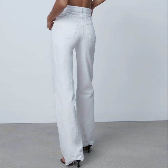 NWT Zara Wide Leg Hi-Rise Full Length Jeans - Picture 4 of 6